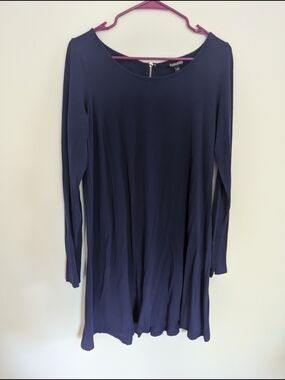 Express Navy Long-Sleeve Swing Dress